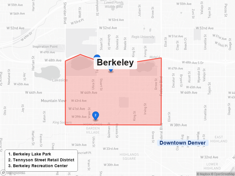 Static map of Denver showing Berkeley highlighted