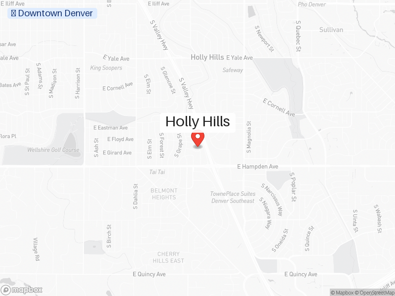 Static map of Denver showing Holly Hills highlighted