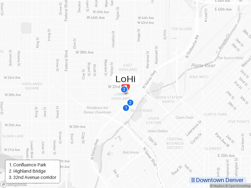 Static map of Denver showing LoHi highlighted