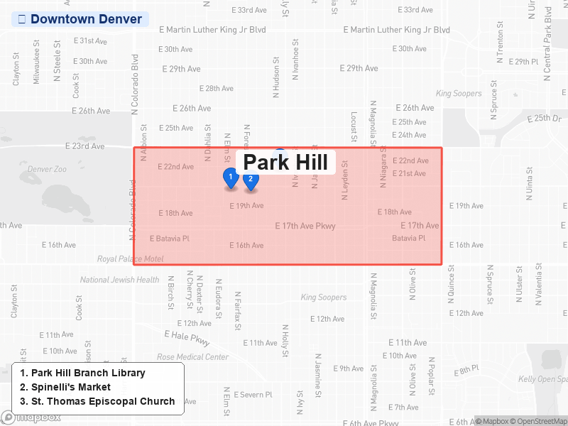 Static map of Denver showing Park Hill highlighted