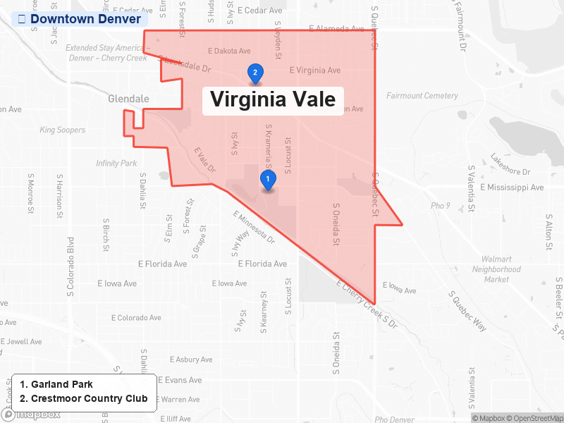 Static map of Denver showing Virginia Vale highlighted